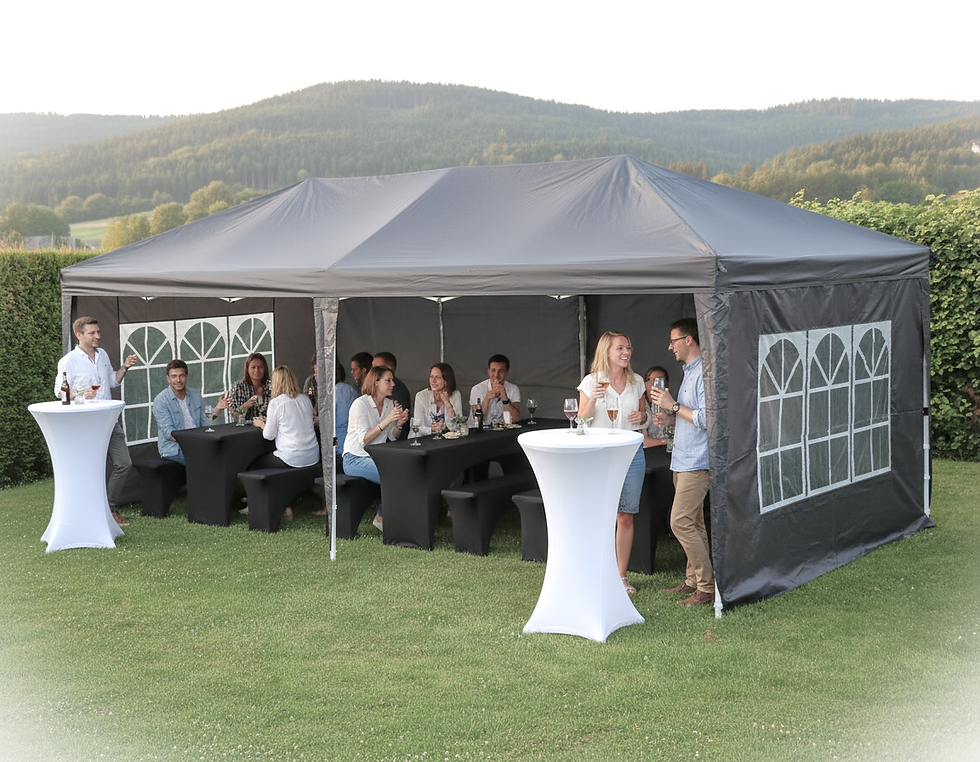 Zeltverleih Fulda | Pavillon 6x3m wasserdicht anthrazit