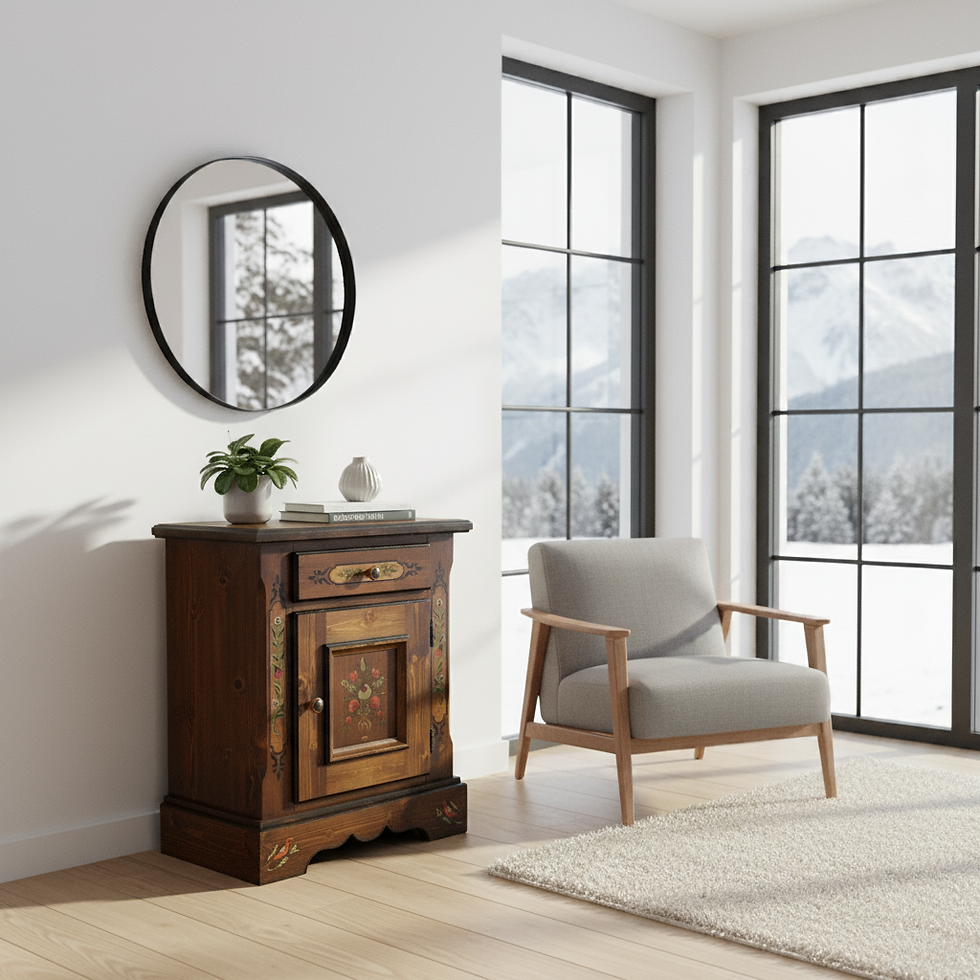 Bauernkommode | Voglauer 1800 braun 1 Tür 1 Schublade Holzknopf