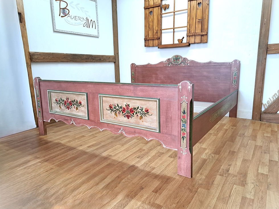 Miniaturbild: Bauernbett | Voglauer 1800 rosa Doppelbett 200x200 cm
