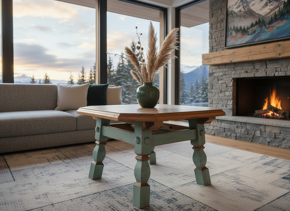 Bauerntisch | Voglauer 1700 blau Couchtisch 90x90 cm