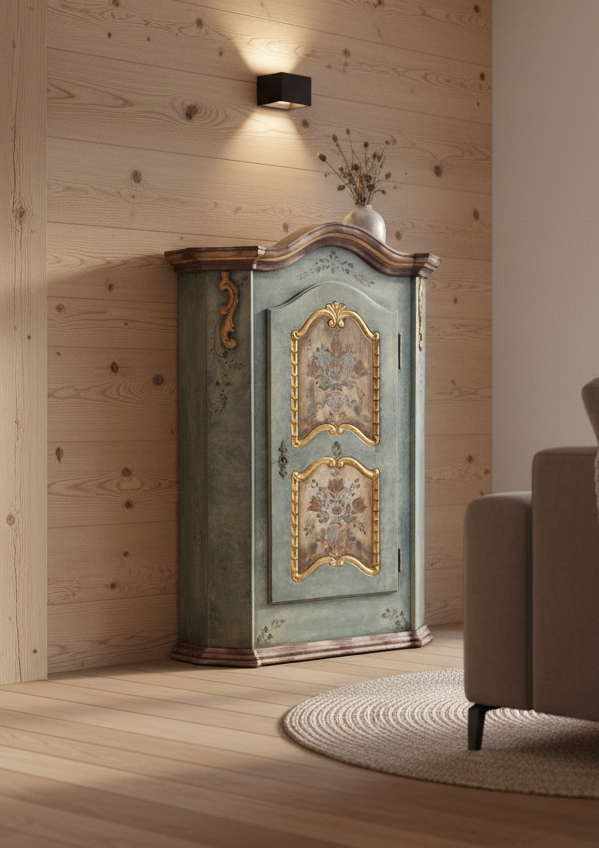 Bauernschrank | antik altblau bemalt