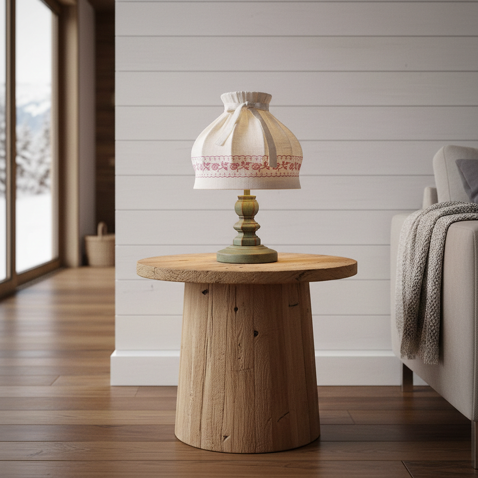 Bauernlampe Voglauer Anno 1700 altblau Tischlampe Stoffschirm