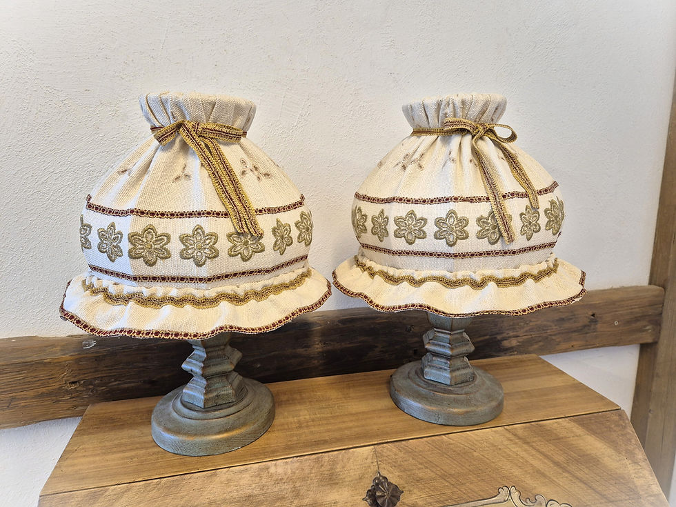 Bauernlampe Voglauer Anno 1700 altblau Tischlampe Stoffschirm