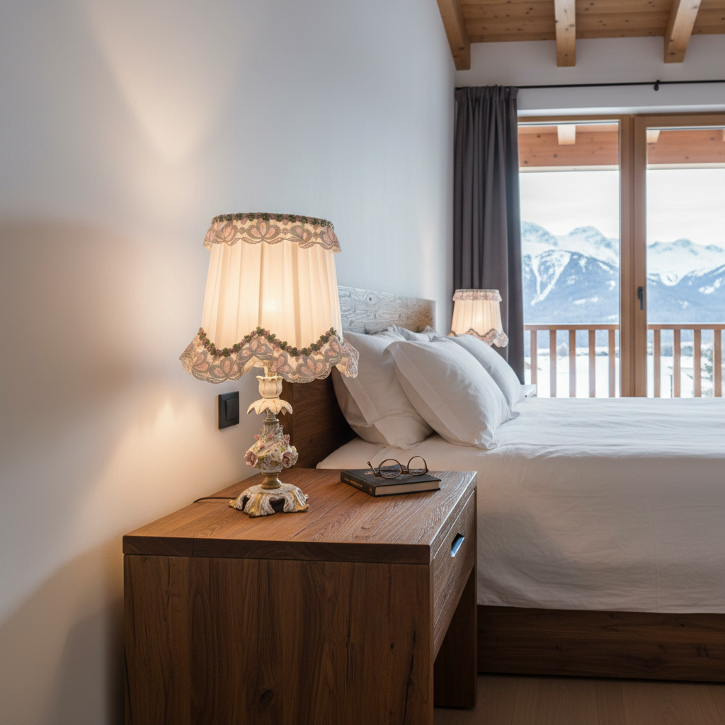 Bauernlampe Nachttischlampe Barockstil weiß gold