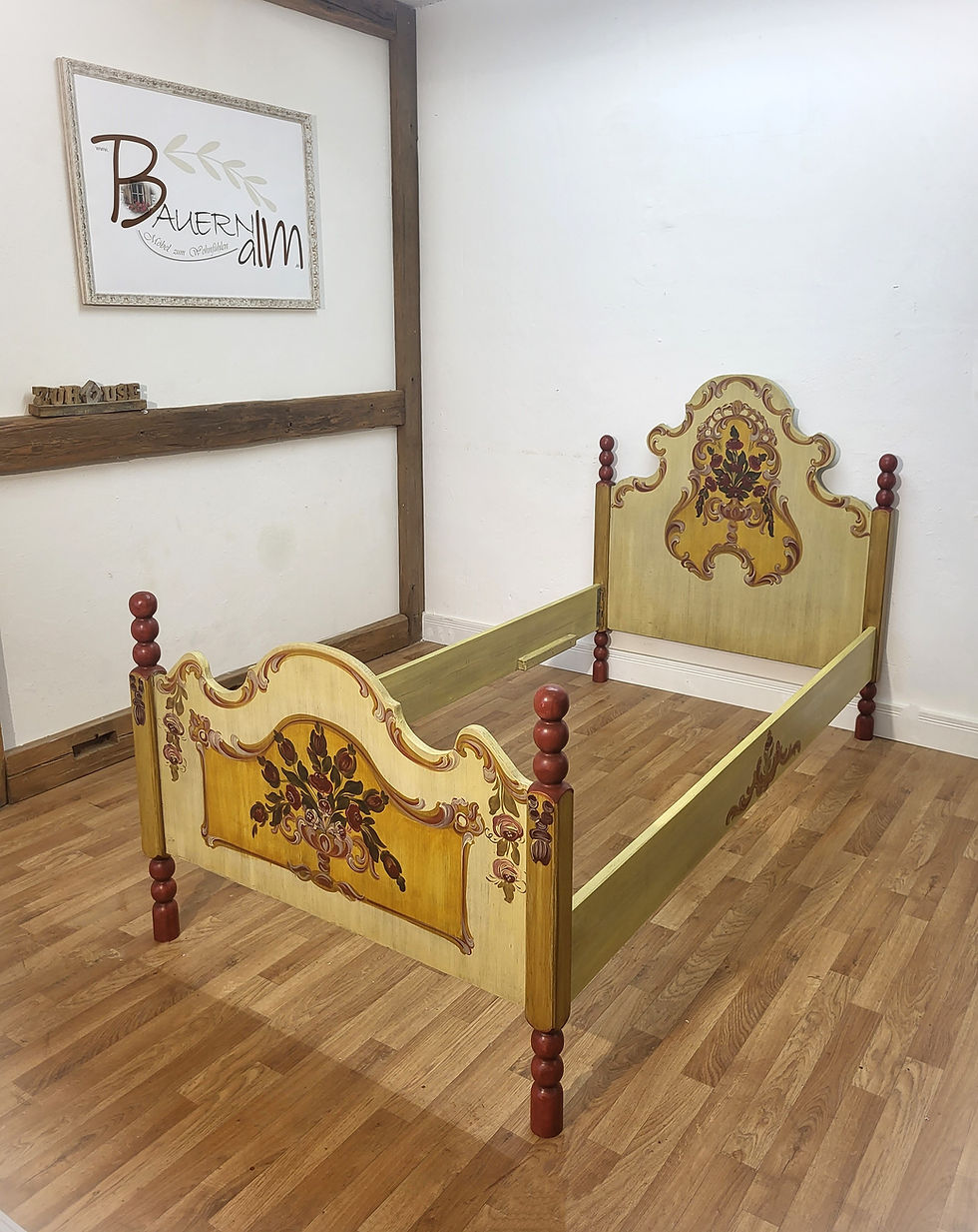 Miniaturbild: Bauernbett | bemalt Einzelbett 90x190 cm Landhausstil