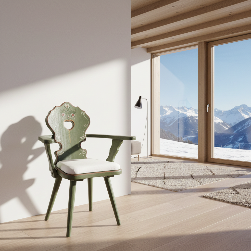 Bauernstühle mit Herz | Voglauer 1700 grün mit Armlehne gepolstert