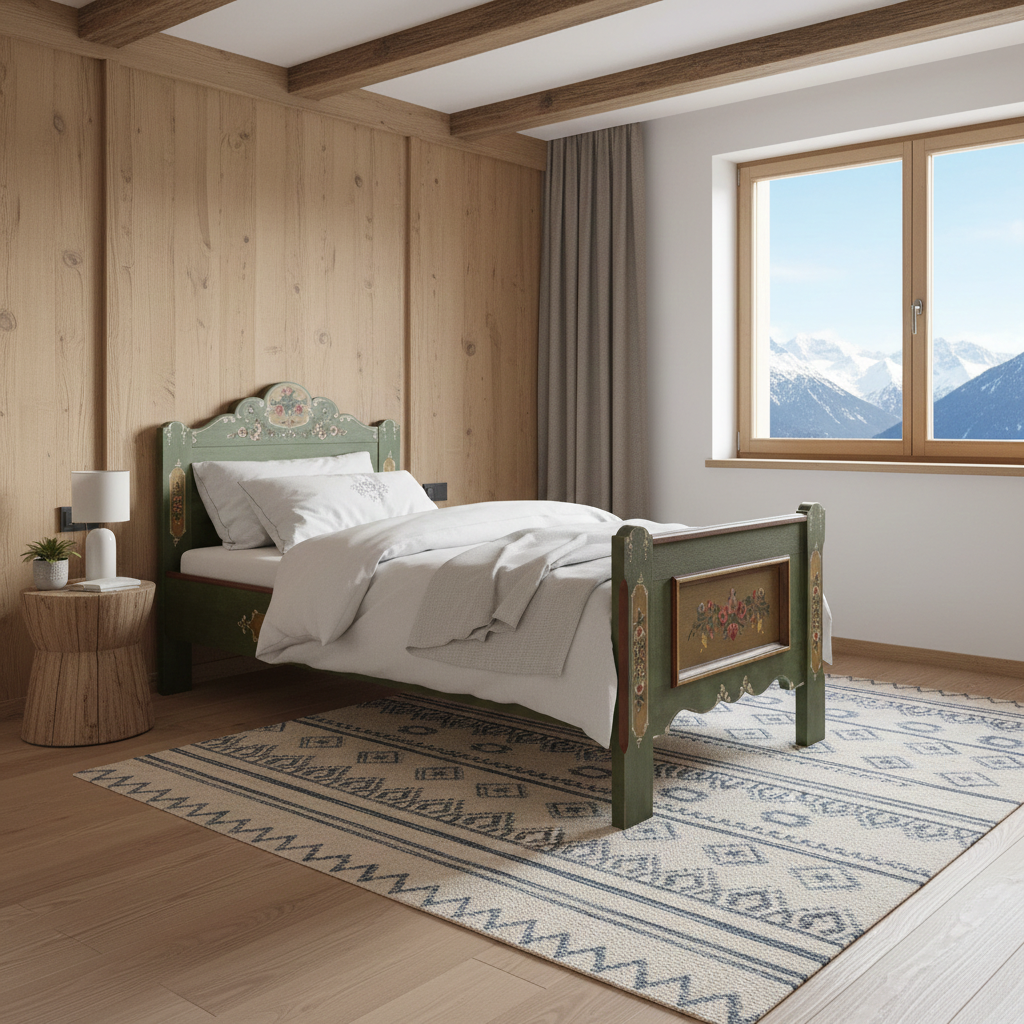 Bauernbett | Voglauer 1800 grün EInzelbett 90x190 cm