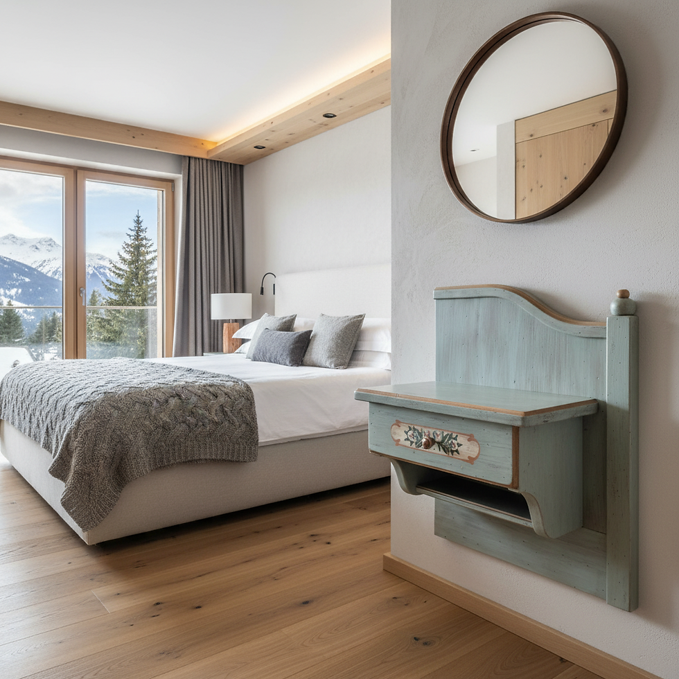 Nachttisch antik | Voglauer 1700 blau Himmelbett