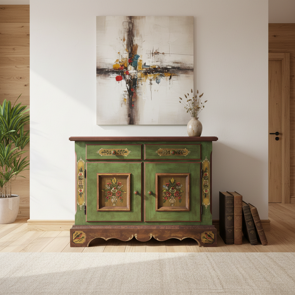 Bauernkommode | Voglauer 1800 grün 2 Türen 2 Schubladen