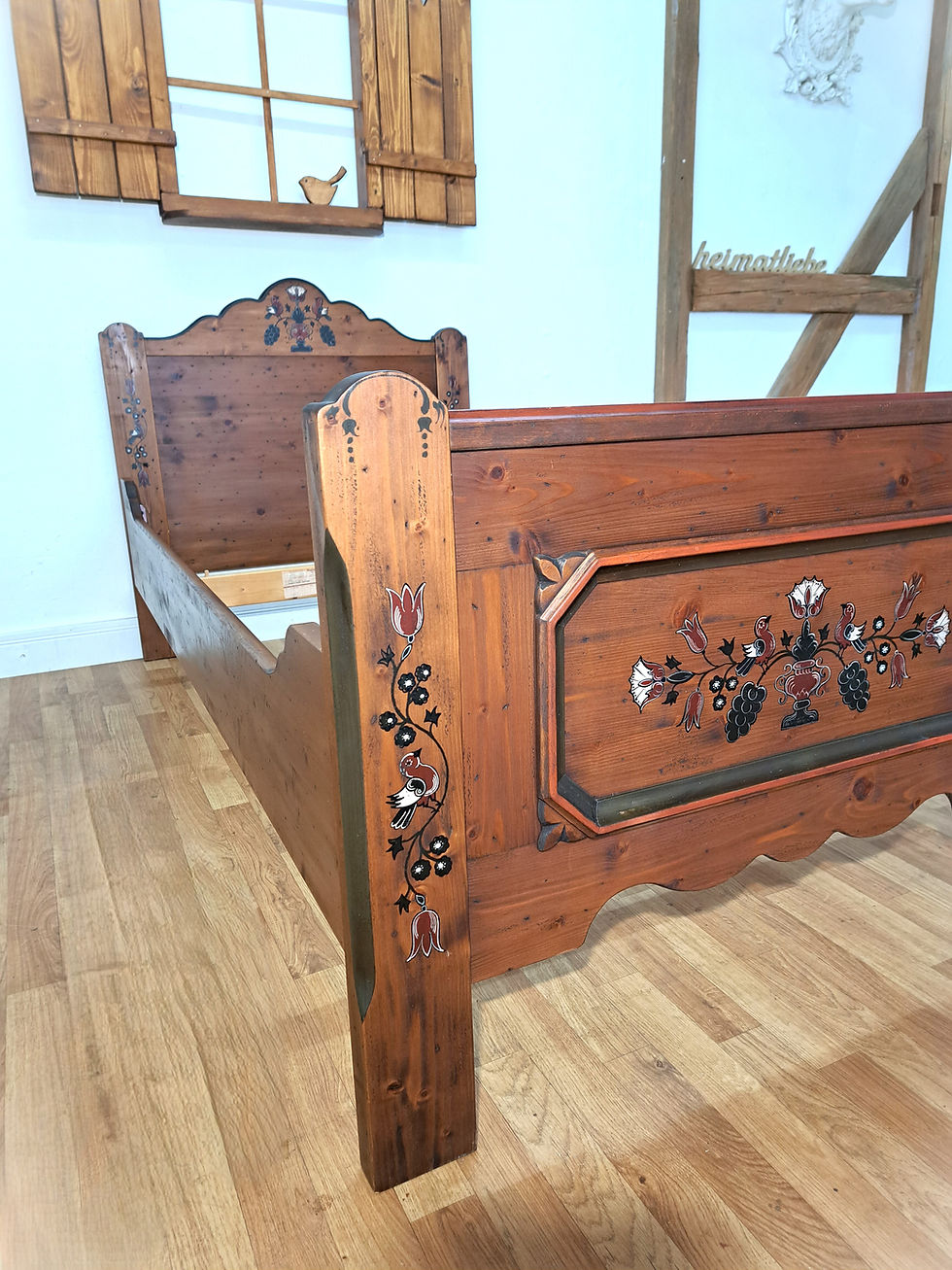 Miniaturbild: Bauernbett | Voglauer 1700 braun Einzelbett 100x200 cm