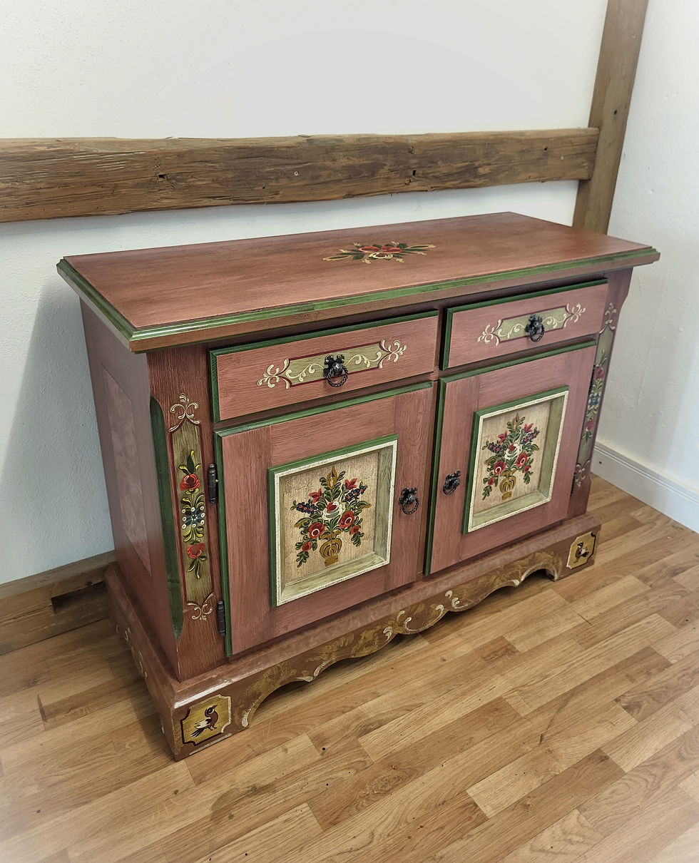 Bauernkommode | Voglauer 1800 rosa 2 Türen 2 Schubladen