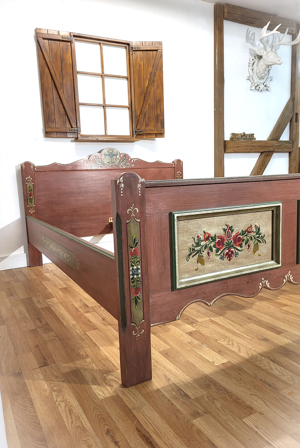 Miniaturbild: Bauernbett | Voglauer 1800 rosa Doppelbett 160x200 cm
