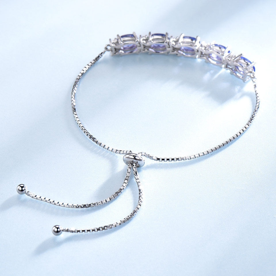 Thumbnail: Bracelets For Women Gemstone Blue Topaz Adjustable