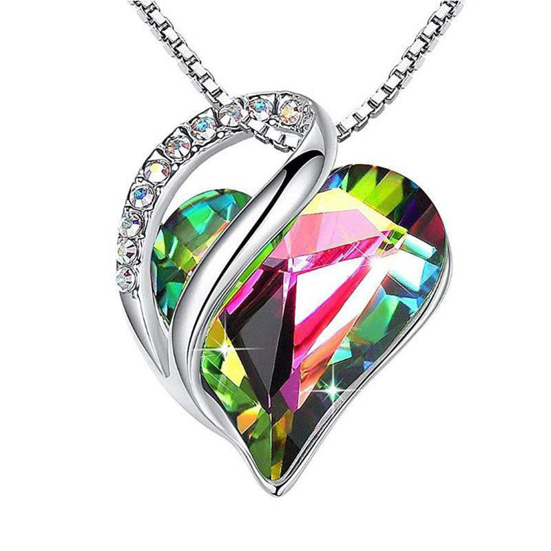 Thumbnail: 925 Sliver Heart Shaped Geometric Women Necklace Jewelry