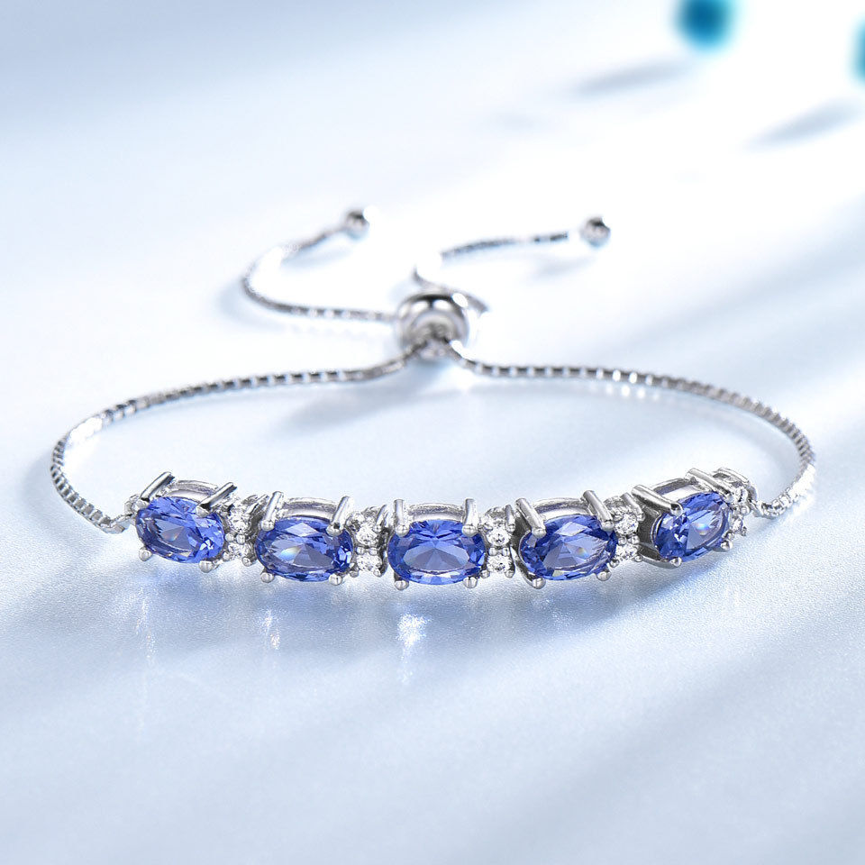Bracelets For Women Gemstone Blue Topaz Adjustable