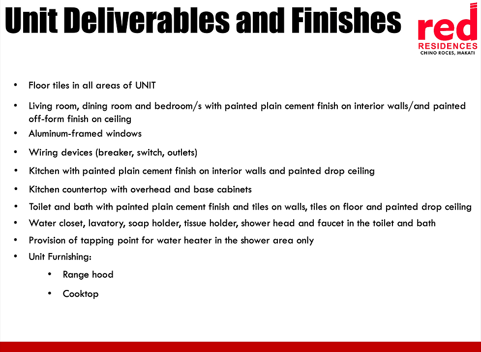 SMDC Red Residences Unit Deliverables