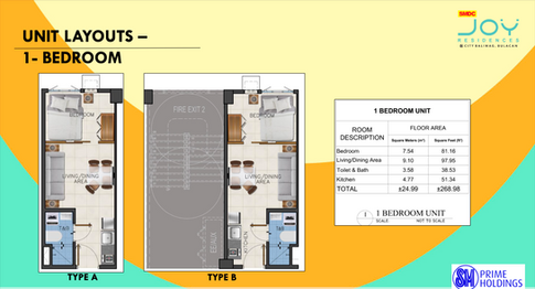 SMDC Joy Residences Unit Type 1 Bedroom 24.99 sqm.png