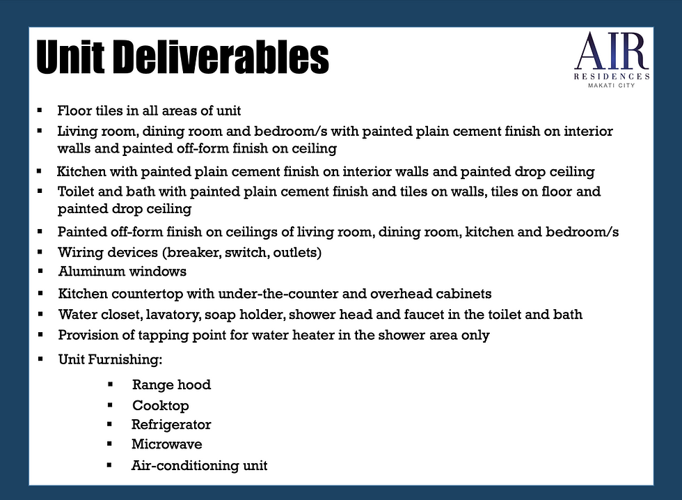 SMDC Air Residences Unit Specifications