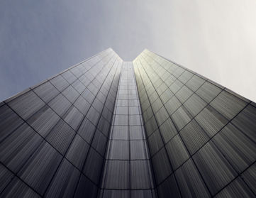 Modern skyscraper reaching skyward