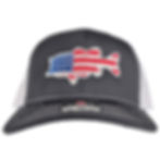 Bass Fish Silhouette -American flag - Richardson 112-Charcoal/White