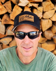 Timberland Creek Woodworking Leather patched hat on Black FlexFit Hat