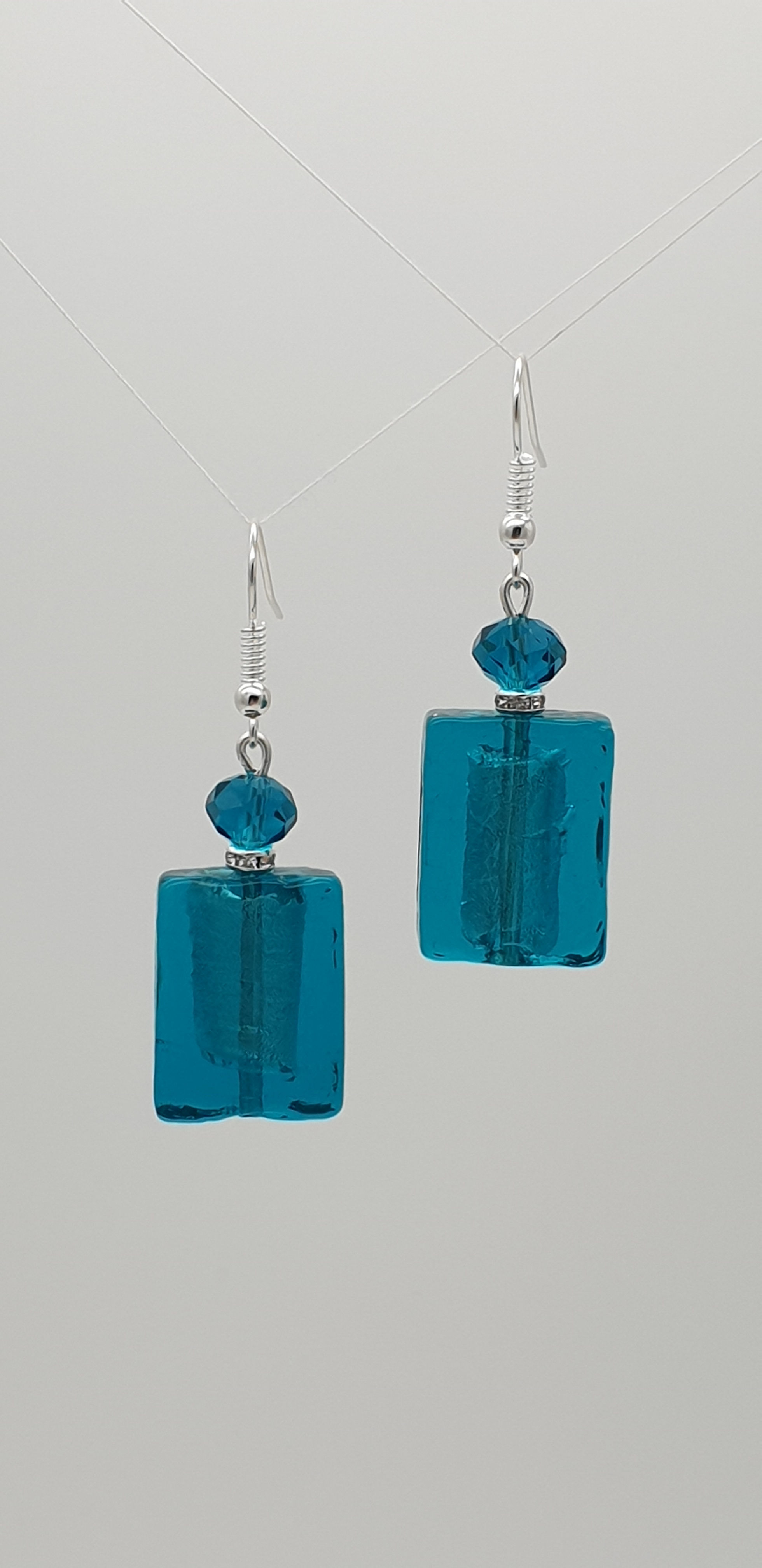 Square Teal Earrings