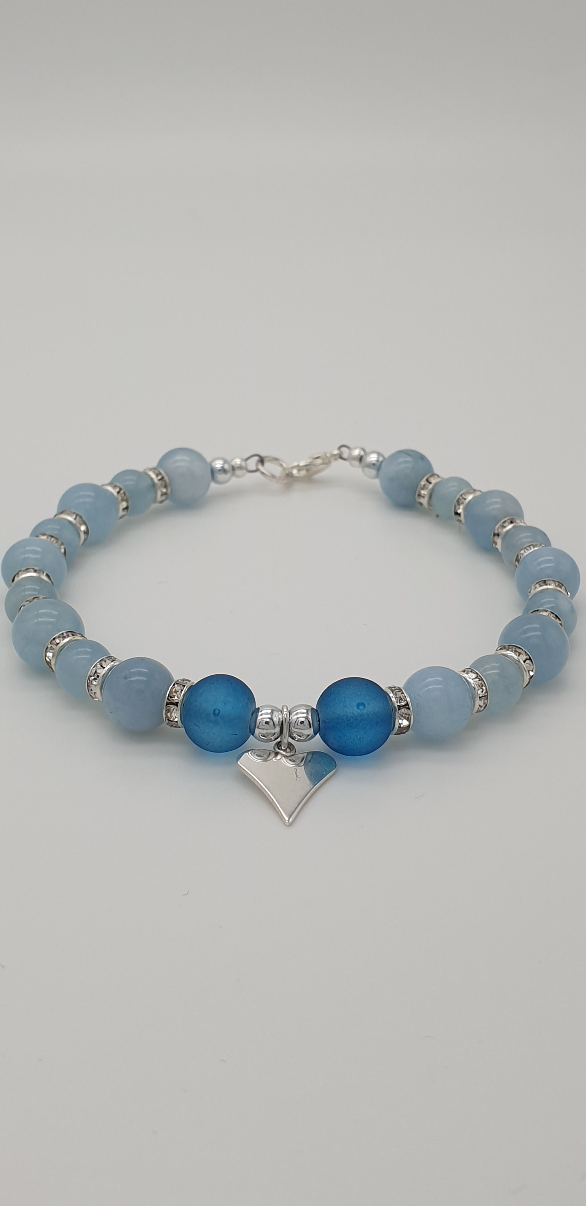 Aquamarine & Frosted Glass Bracelet