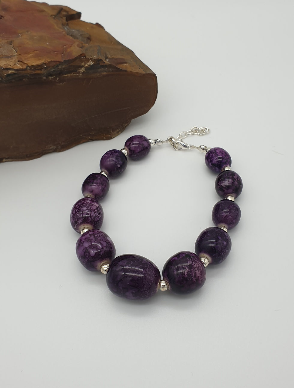 Thumbnail: Chunky Deep Purple Necklace & Bracelet Set