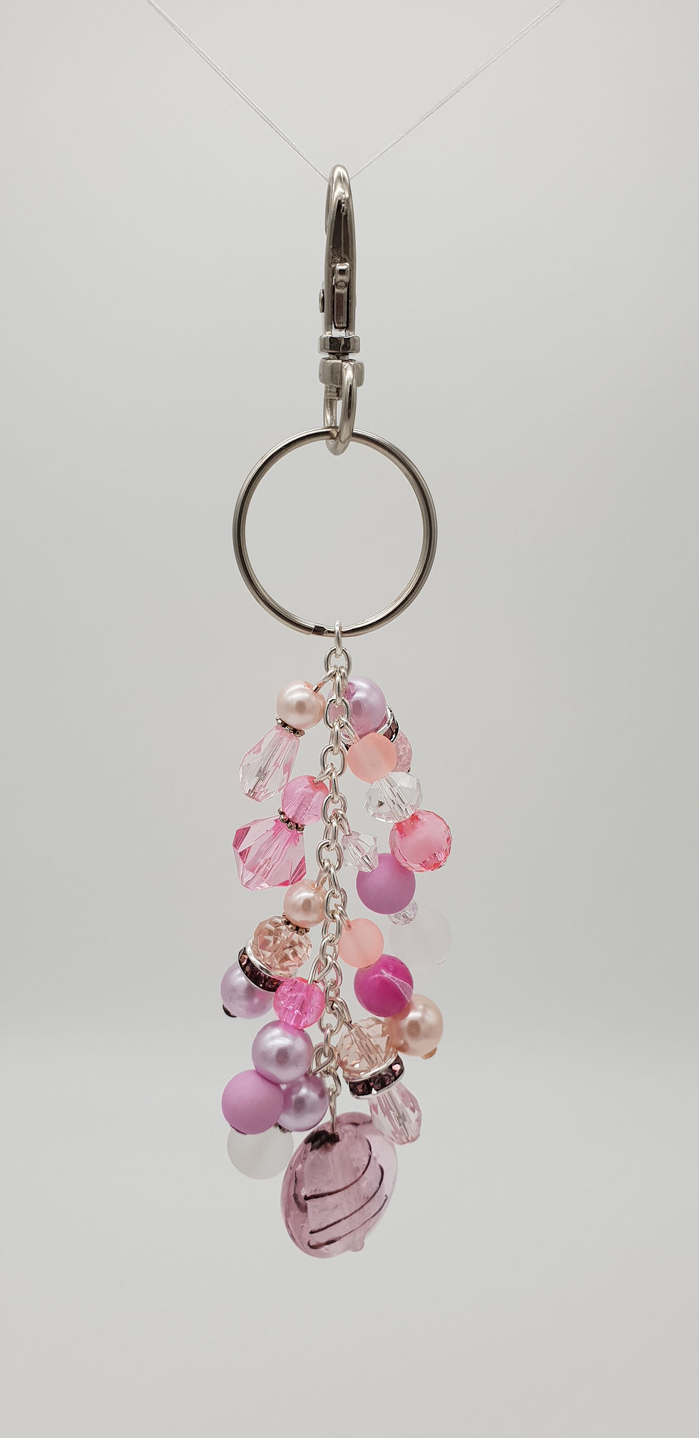 Thumbnail: Light Pink Glass Button Keychain