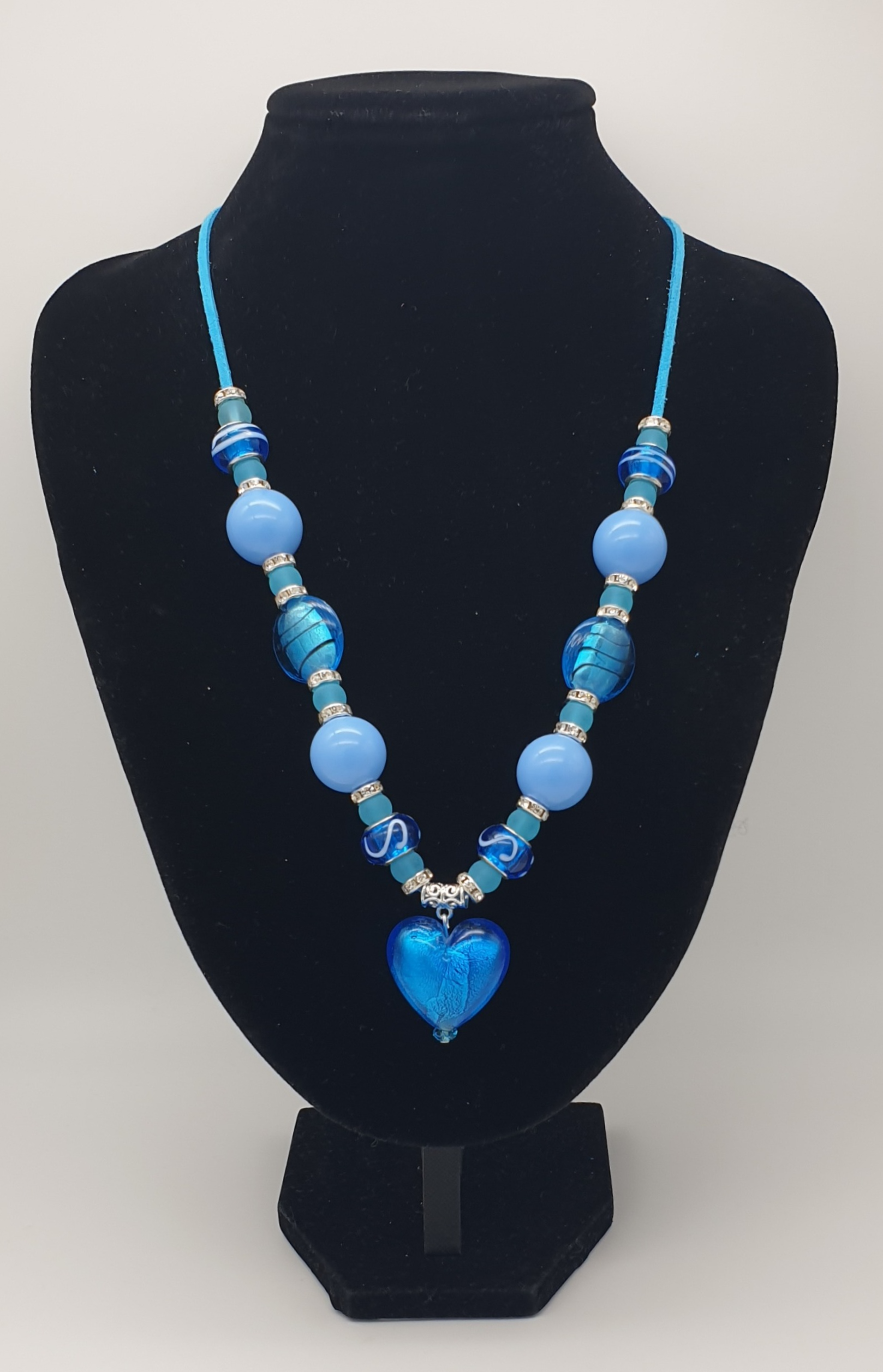 Cobalt Blue Murano Glass Heart Necklace