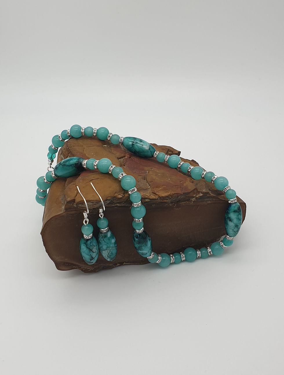 Thumbnail: Amazonite & "Wild Orchid" Drawbench Necklace & Earrings Set
