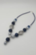 Thumbnail: Navy Blue & Silver Drop Pendant Necklace