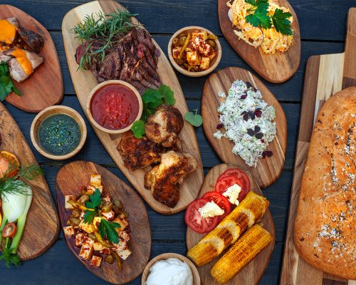 Arranged Food and Objects