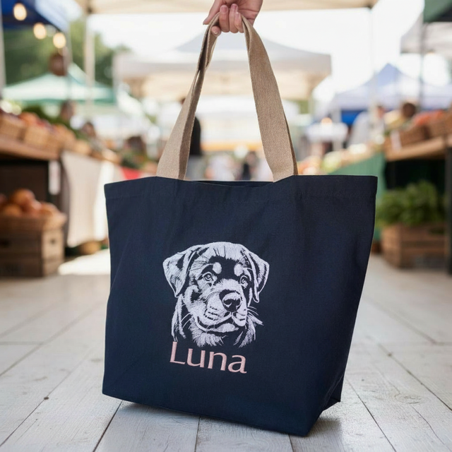 Miniaturbild: Personalisierte Shoppingtasche mit Rottweiler-Stickerei