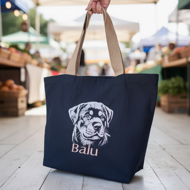 Miniaturbild: Personalisierte Shoppingtasche mit Rottweiler-Stickerei