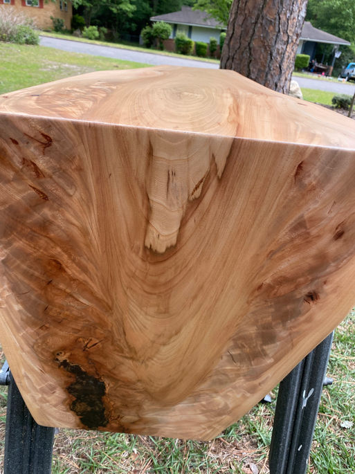 Live Edge Elm Waterfall Grain Miter joint Bench