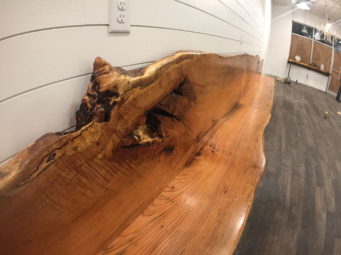 Coffee Shop Live Edge Bench