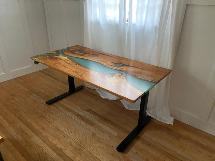 Red oak river desk with electric imovr legs