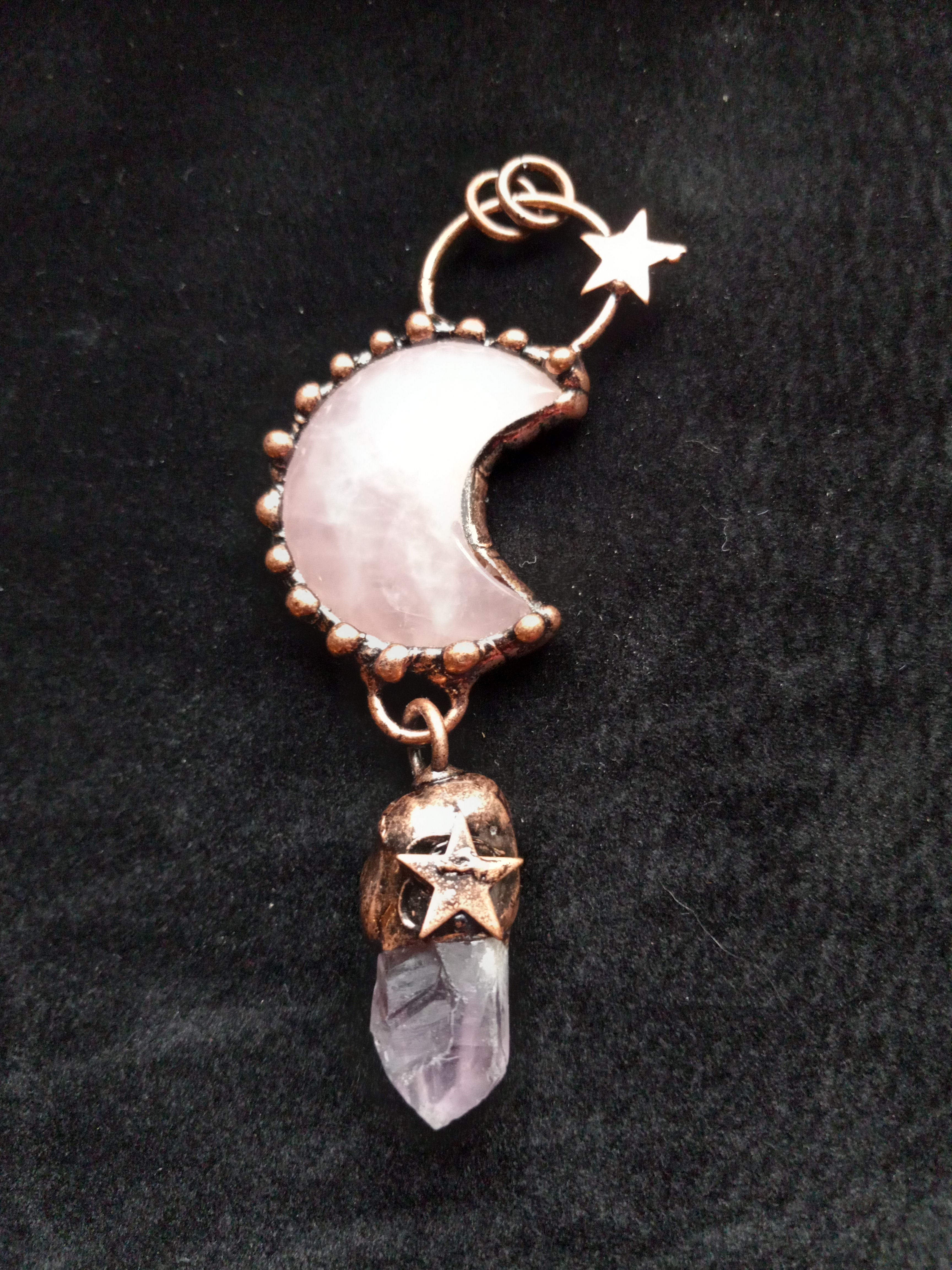 Rose Quartz Moon Pendant