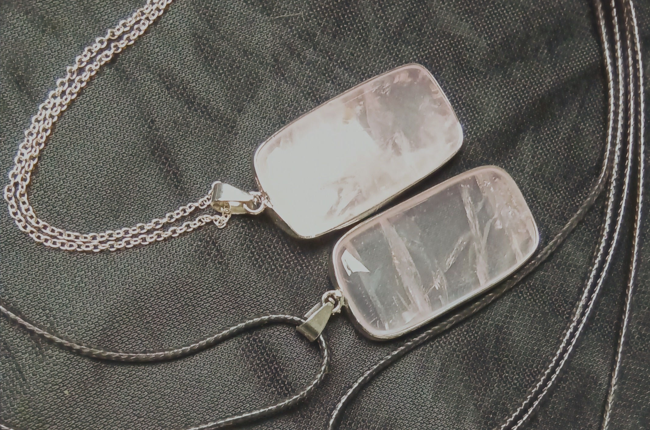 Rose Quartz Oblong Pendants