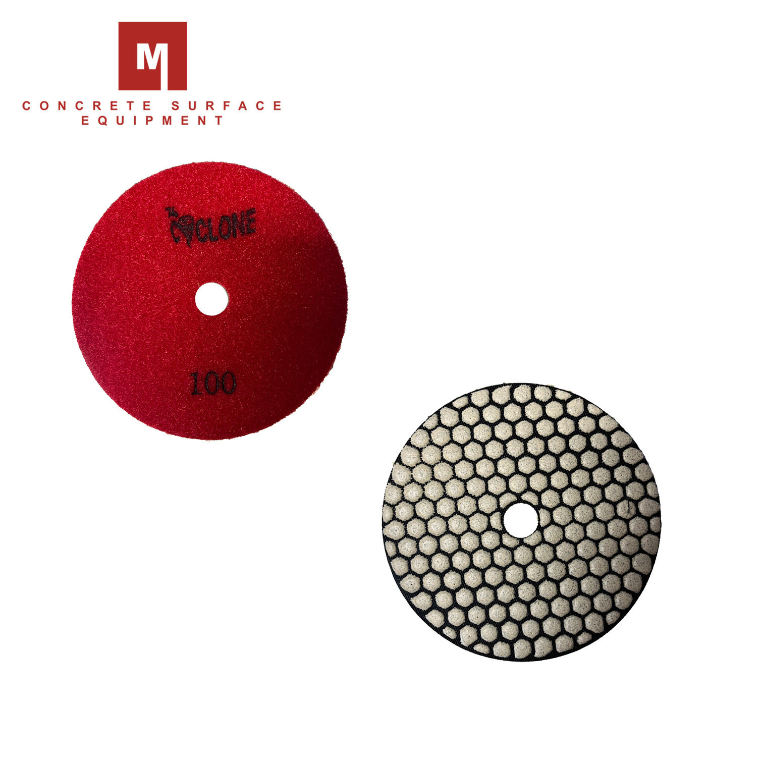 5" Diamond Honeycomb Pad (Red) #100 Grit
