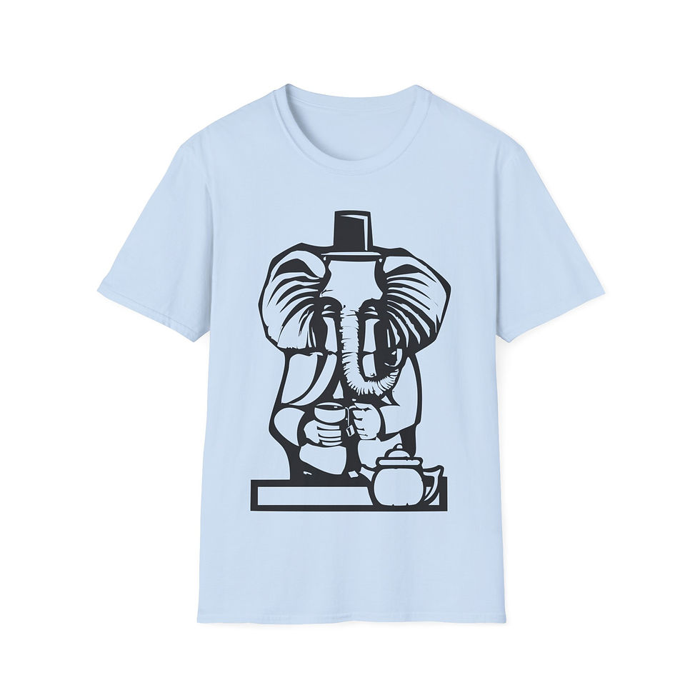 Thumbnail: Woodcut - Elephant having tea - Black