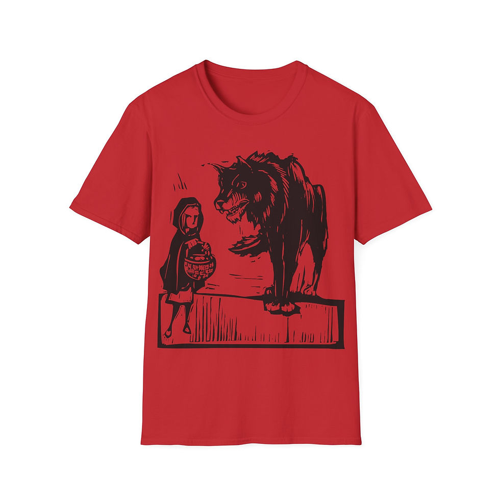 Thumbnail: Woodcut - Red Riding Hood and Wolf - Black