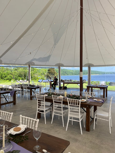 Inside of Sailcloth Tent at Penobscot Bay Estate, best venues in Maine