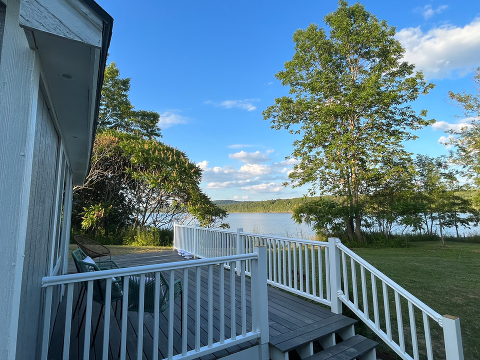 Waterfront porch view from honeymoon cottage