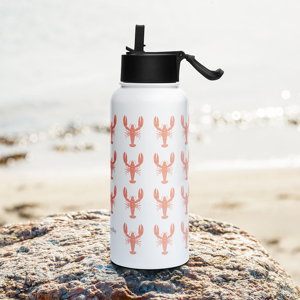 Thumbnail: Stainless steel water bottle with a straw lid- Lobsters
