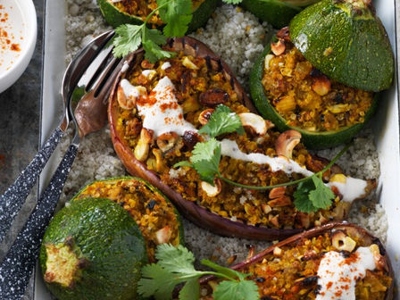 Courgettes et aubergines farcies au quinoa