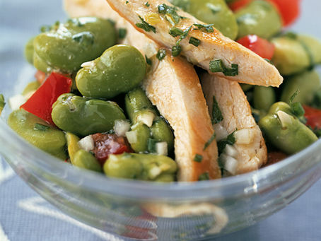 Salade de blanc de dinde ou de poulet aux fèves et à la ciboulette