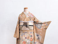 FUa-004_薄琥珀色地花車に扇柄