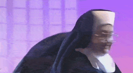 Two nuns are dancing.